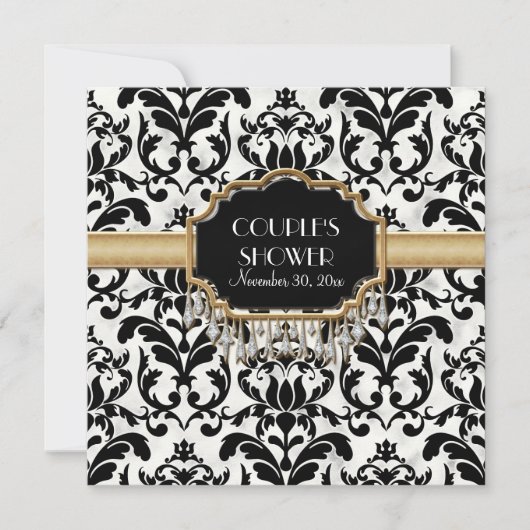 Aged Distress Damask Golden Bling Kijk Weddenschap Kaart (Voorkant)