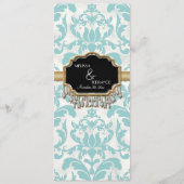 Aged Distress Damask Golden Bling Kijk Weddenschap Menu (Voorkant)