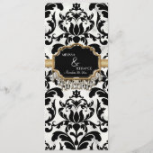 Aged Distress Damask Golden Bling Kijk Weddenschap Menu (Voorkant)