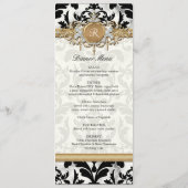 Aged Distress Damask Golden Bling Kijk Weddenschap Menu (Achterkant)
