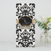 Aged Distress Damask Golden Bling Kijk Weddenschap Menu (Staand voorkant)