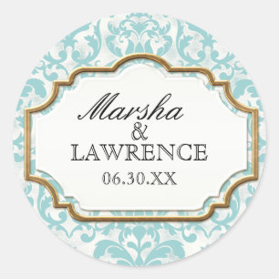 Aged Distress Damask Golden Bling Kijk Weddenschap Ronde Sticker