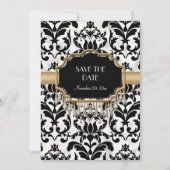 Aged Distress Damask Golden Bling Kijk Weddenschap Save The Date (Voorkant)