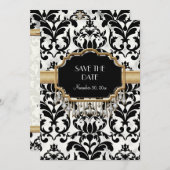 Aged Distress Damask Golden Bling Kijk Weddenschap Save The Date (Voorkant / Achterkant)