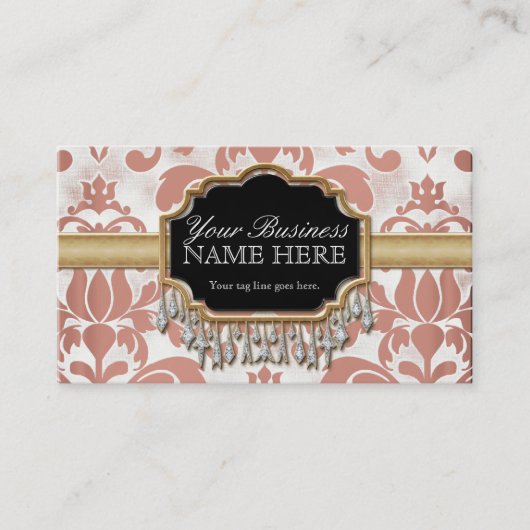 Aged Distress Damask Golden Bling Kijk Weddenschap Visitekaartje (Voorkant)