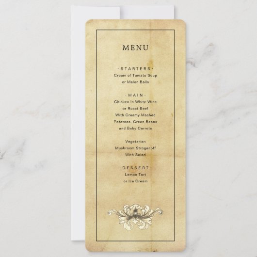 Aged Distress Style Menu Kaart (Voorkant)