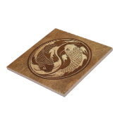 Aged en Worn Yin Yang Koi Fish Tegeltje (Zijkant)