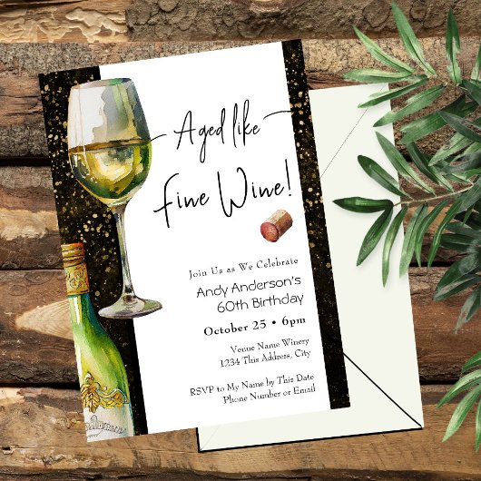 Aged Fine Wine 60th Birthday Invitation Kaart
