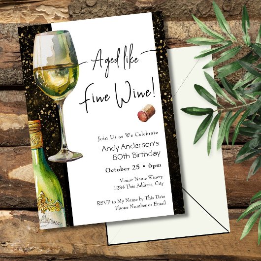 Aged Fine Wine 80th Birthday Invitation Kaart
