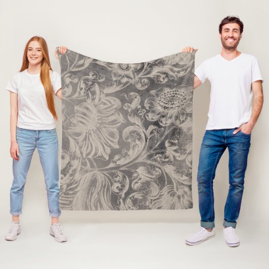 Aged Floral Fleece Deken (In situ)