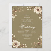 Aged Floral Frame Rustic Wedding Kaart (Voorkant)