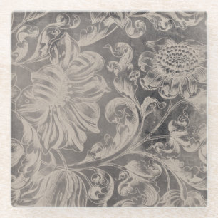 Aged Floral Glazen Onderzetter