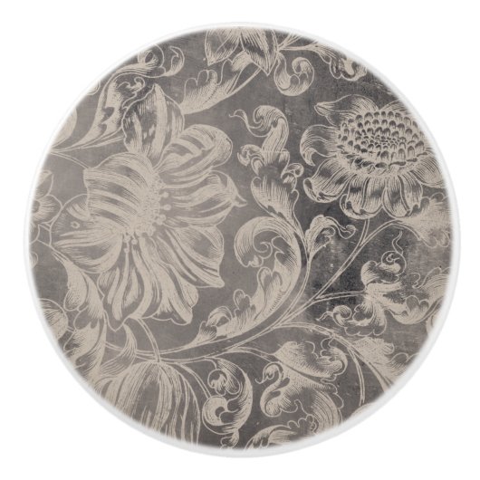 Aged Floral Keramische Knop (Voorkant)