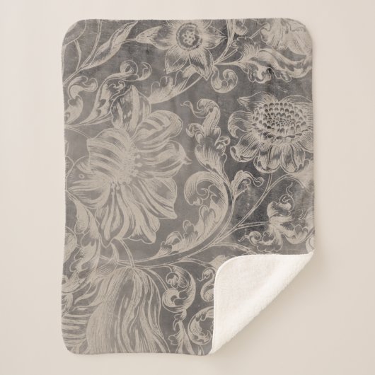 Aged Floral Sherpa Deken (Voorkant)
