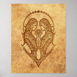  Aged Gemini Zodiac Poster