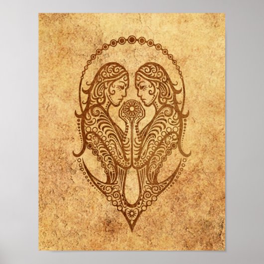 Aged Gemini Zodiac Poster (Voorkant)