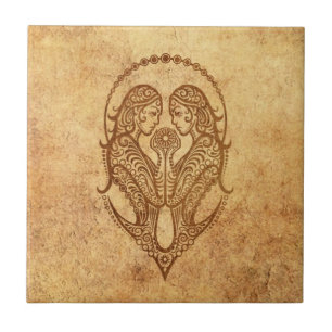 Aged Gemini Zodiac Tegeltje