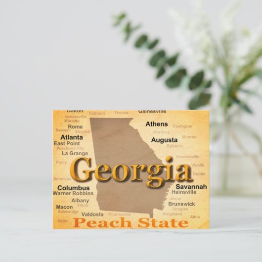 Aged Georgia State Pride Map Silhouette Briefkaart (Staand voorkant)