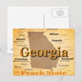 Aged Georgia State Pride Map Silhouette Briefkaart (Voorkant / Achterkant)