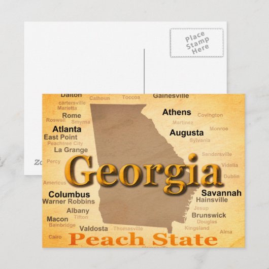 Aged Georgia State Pride Map Silhouette Briefkaart (Voorkant / Achterkant)