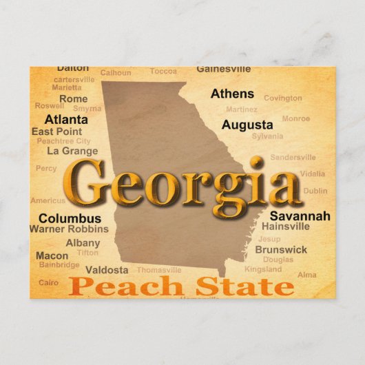 Aged Georgia State Pride Map Silhouette Briefkaart (Voorkant)