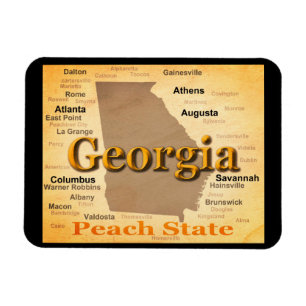 Aged Georgia State Pride Map Silhouette Magneet