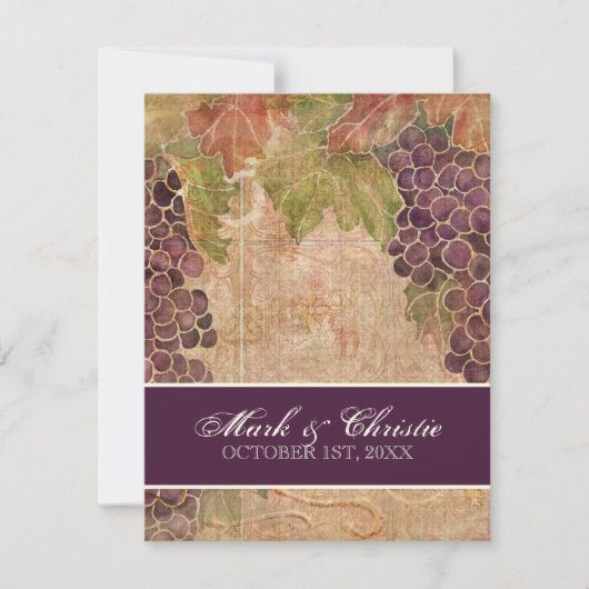 Aged Grape Vineyard Wedding Invitation Kaart (Voorkant)