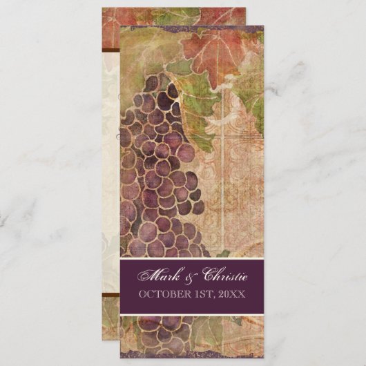 Aged Grape Vineyard Wedding Invitation Kaart (Voorkant / Achterkant)