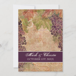 Aged Grape Vineyard Wedding Invitation Kaart