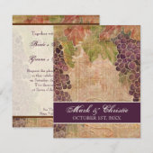 Aged Grape Vineyard Wedding Invitation Kaart (Voorkant / Achterkant)