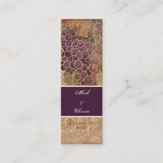 Aged Grape Vineyard Wedding Invitation Mini Visitekaartje (Voorkant)