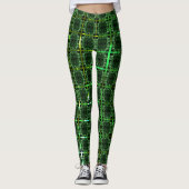 "Aged green chess", geelgroen of chroomrooster Leggings (Voorkant)