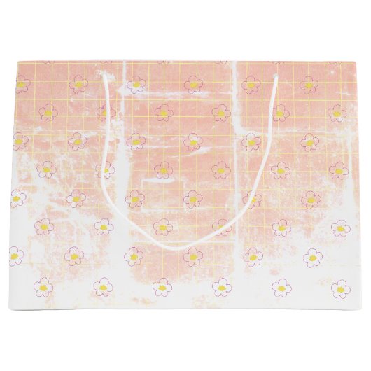 Aged Grunge Pastel Texture Tiny Daisies Flowers. Groot Cadeauzakje (Voorkant)