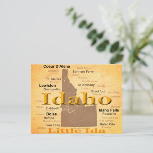 Aged Idaho State Pride Map Silhouette Briefkaart (Staand voorkant)