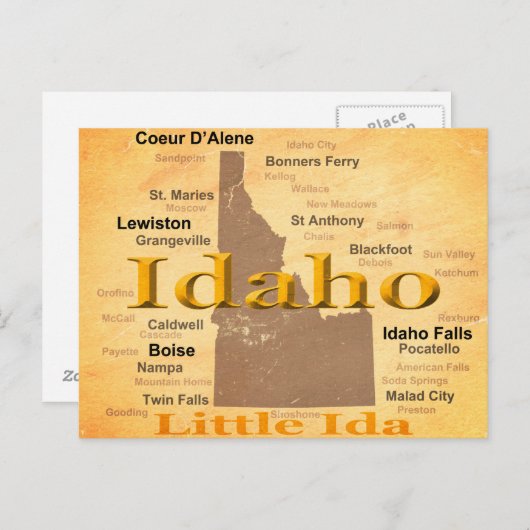Aged Idaho State Pride Map Silhouette Briefkaart (Voorkant / Achterkant)