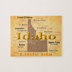 Aged Idaho State Pride Map Silhouette Legpuzzel