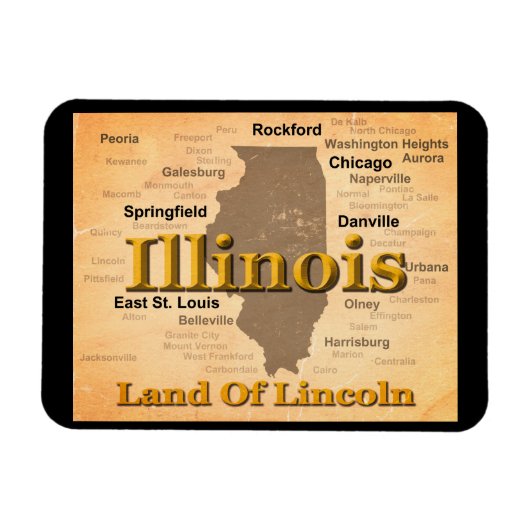 Aged Illinois State Pride Map Silhouette Magneet (Horizontaal)