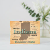 Aged Indiana State Pride Map Silhouette Briefkaart (Staand voorkant)