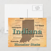 Aged Indiana State Pride Map Silhouette Briefkaart (Voorkant / Achterkant)