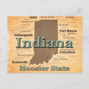 Aged Indiana State Pride Map Silhouette Briefkaart