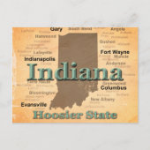 Aged Indiana State Pride Map Silhouette Briefkaart (Voorkant)