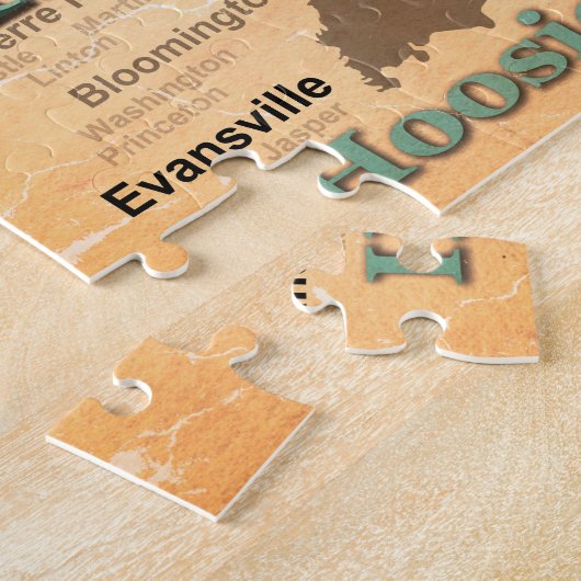 Aged Indiana State Pride Map Silhouette Legpuzzel (Zijkant)