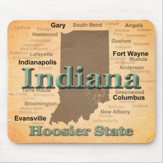 Aged Indiana State Pride Map Silhouette Muismat