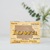 Aged Iowa State Pride Map Silhouette Briefkaart (Staand voorkant)