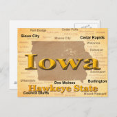 Aged Iowa State Pride Map Silhouette Briefkaart (Voorkant / Achterkant)