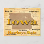 Aged Iowa State Pride Map Silhouette Briefkaart (Voorkant)