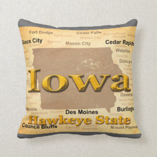 Aged Iowa State Pride Map Silhouette Kussen