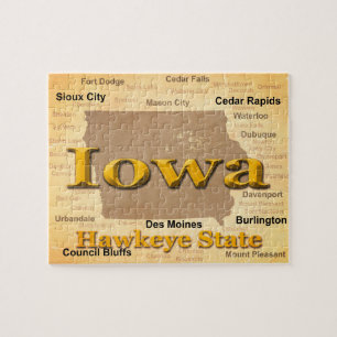 Aged Iowa State Pride Map Silhouette Legpuzzel