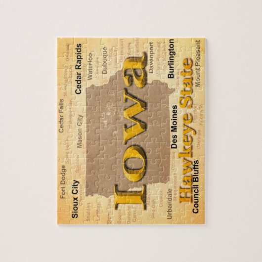 Aged Iowa State Pride Map Silhouette Legpuzzel (Verticaal)