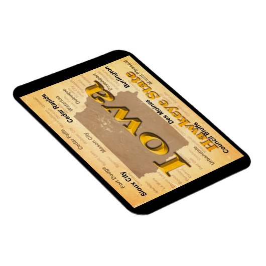 Aged Iowa State Pride Map Silhouette Magneet (Rechterzijde)